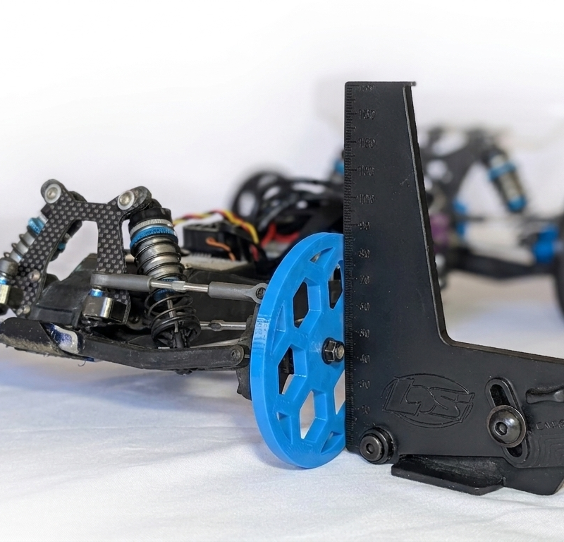 1/10 RC alignment wheels used for precision tuning of suspension geometry and toe settings