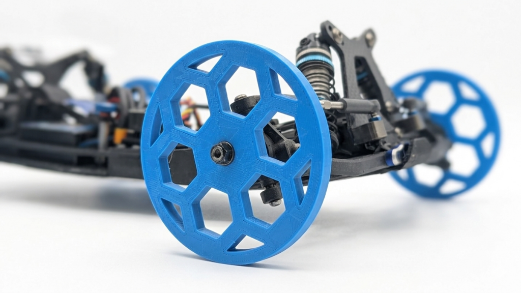 RC setup wheels eliminate tire flex for accurate camber and toe setup on off road RC cars