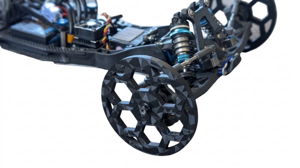 RC setup wheels for 1/10 off road car used for accurate camber and toe adjustment on flat surface