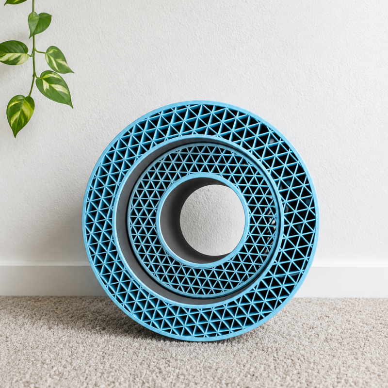 Large and small yoga wheels nested together for compact storage