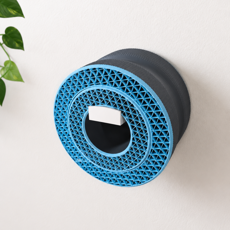 Nested yoga wheels mounted on the wall holder bracket